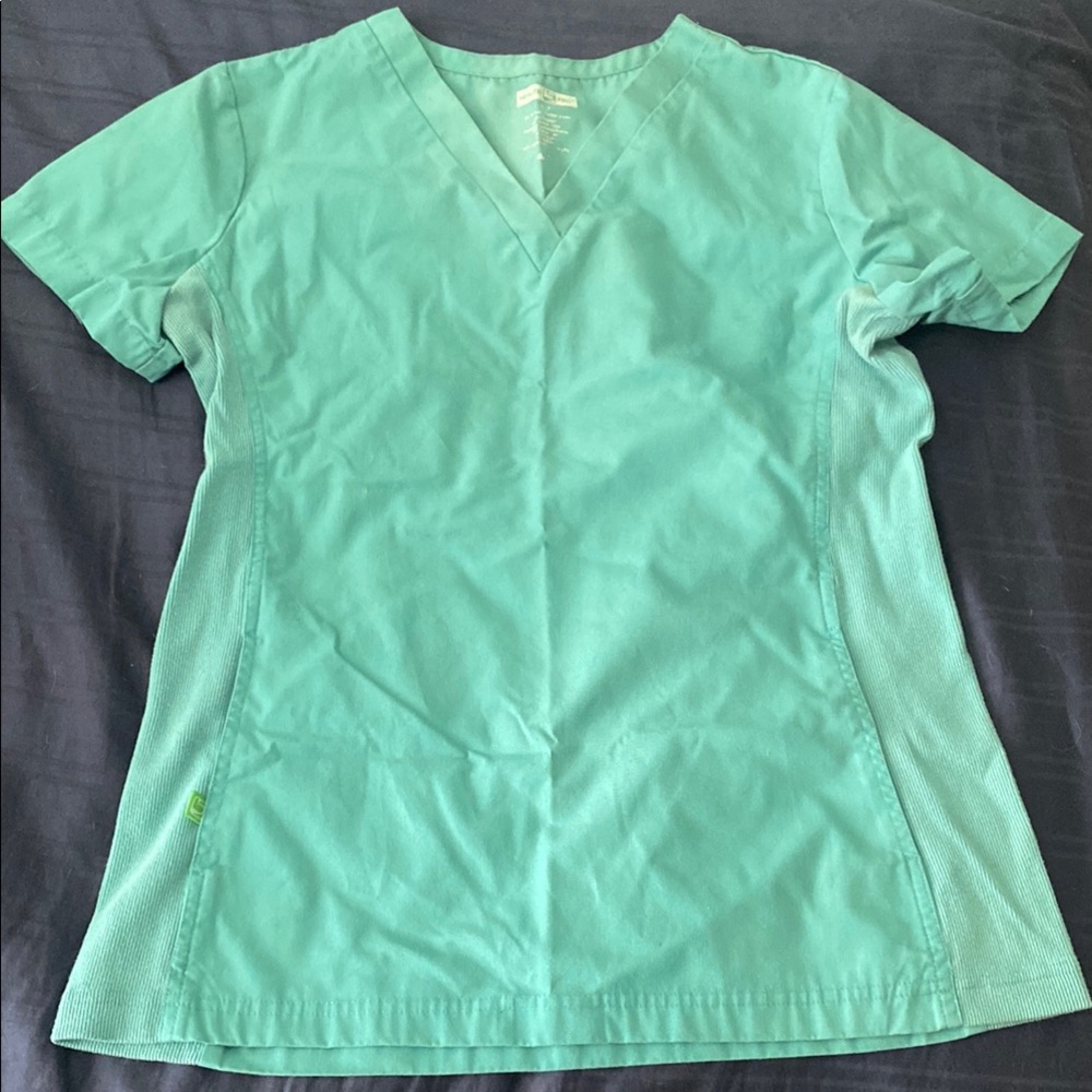Teal Scrub Top with Elastic Sides - Health Pro - Small